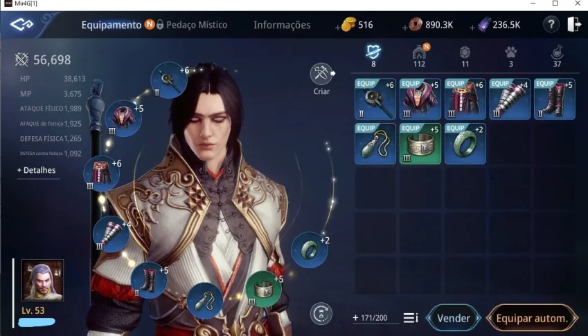 LANCEIRO / 57K DE PODER / LVL 53 / SA 82