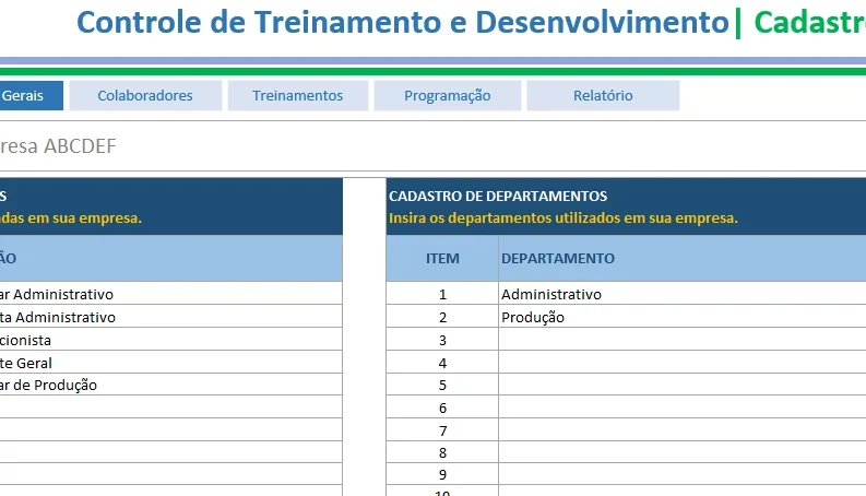 Planilha De Controle De Treinamento E Desenvolvimento -Edita
