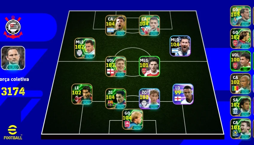 🔥 Conta Efootball Insana! 3174 Força + Craques 105/103/,