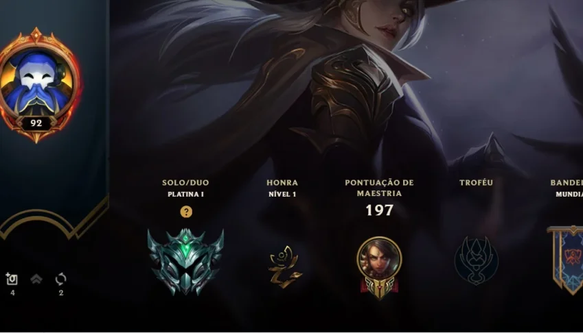 CONTA LEAGUE OF LEGENDS PLAT 1 SOLO/DUO PLAT 1 FLEX