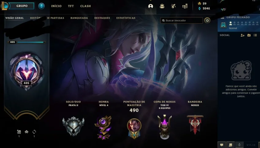 Conta league of legends nível 405, 240 skins