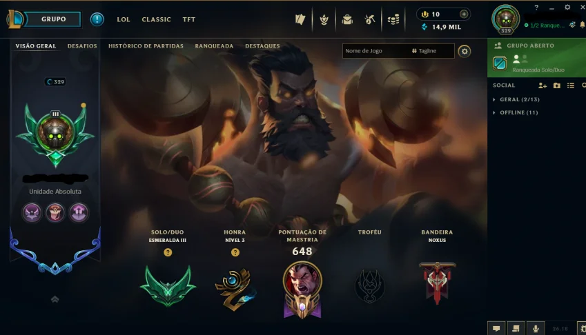 Conta Lol 2016 Dono Único | Esmeralda | 145 Skins | Lvl 329