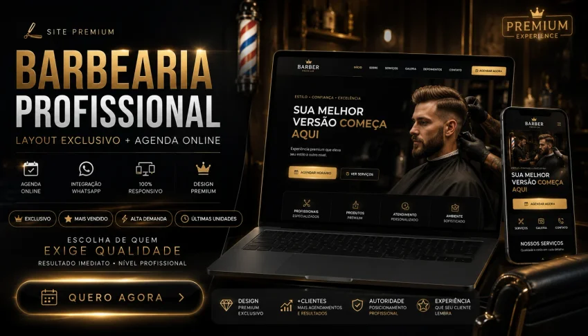 Site Premium Para Barbearia 💈 Layout Profissional + SISTEMA