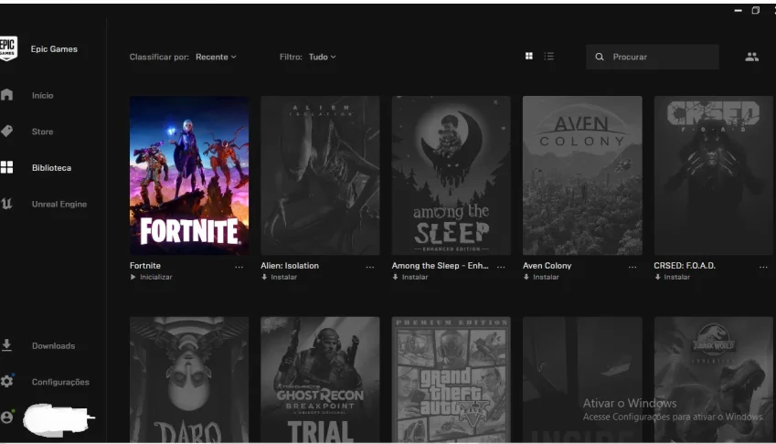 Conta Epic games com 22 jogos + conta de fortnite com o pass