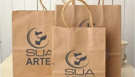 Sacola de Papel Kraft Personalizada — 50 Unidades