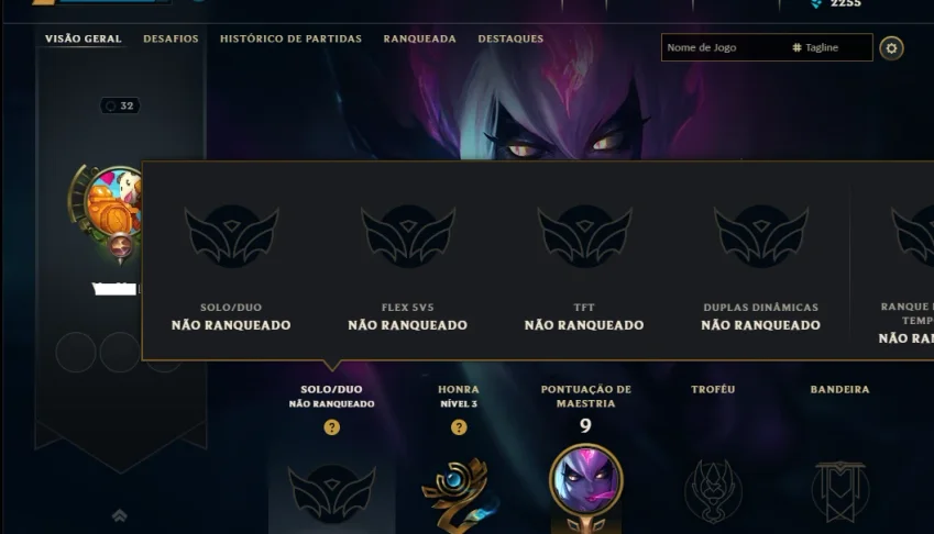 Unranked com 30 Champs e 2 Skins