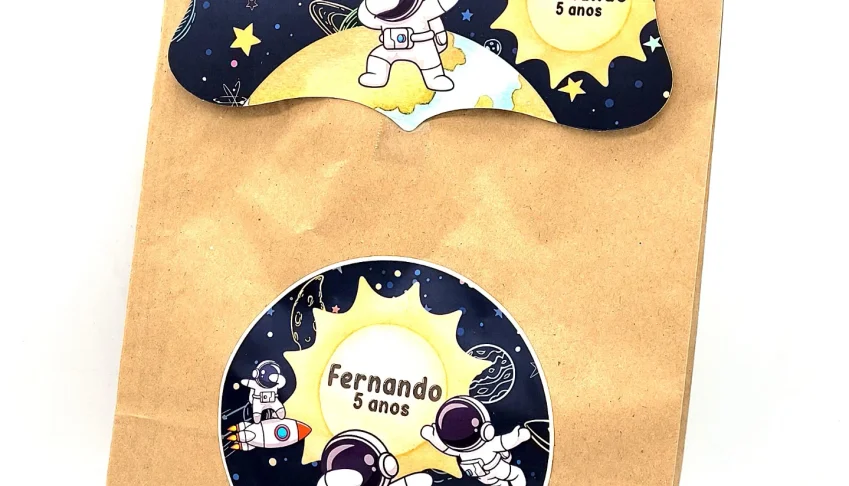 Sacolinha Kraft Astronauta com Alça e Aba