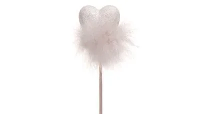 Pick Coração Glitter com Pluma - Pacote com 2