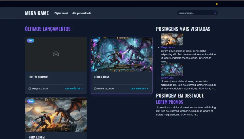 Mega Game PlayerOne/ Template Blogger