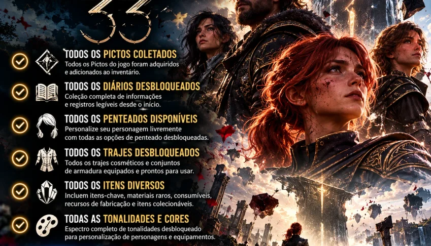 Clair Obscur Expedition 33 (PS5) - Pictos, Trajes, Itens,etc