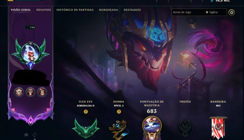 Conta LOL Esmeralda - 607 Skins - 399 EMOTES - Nivel 799