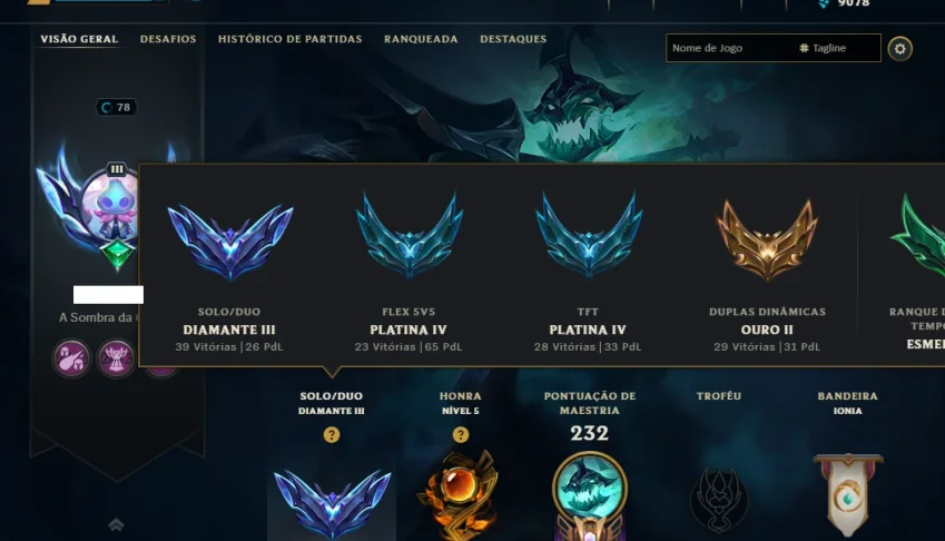 Diamante 3 com 100 Champs e 27 Skins