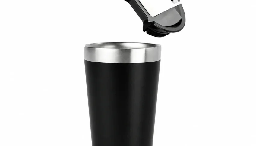 Copo Térmico Preto 473 ml com Tampa e Abridor