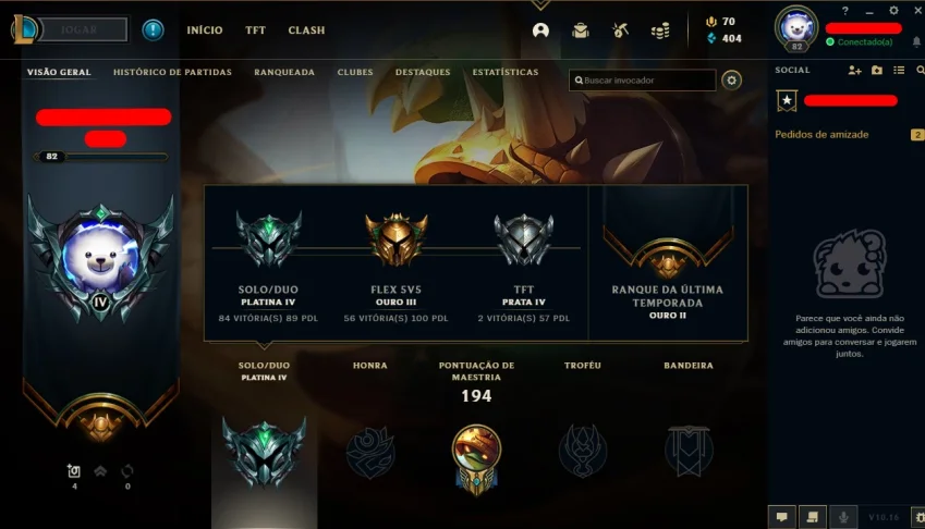 Conta League of Legends Platina 4  (61% Winrate)