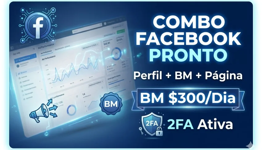 Combo Facebook Perfil + BM R$300/Dia + Página|2FA ATIVO