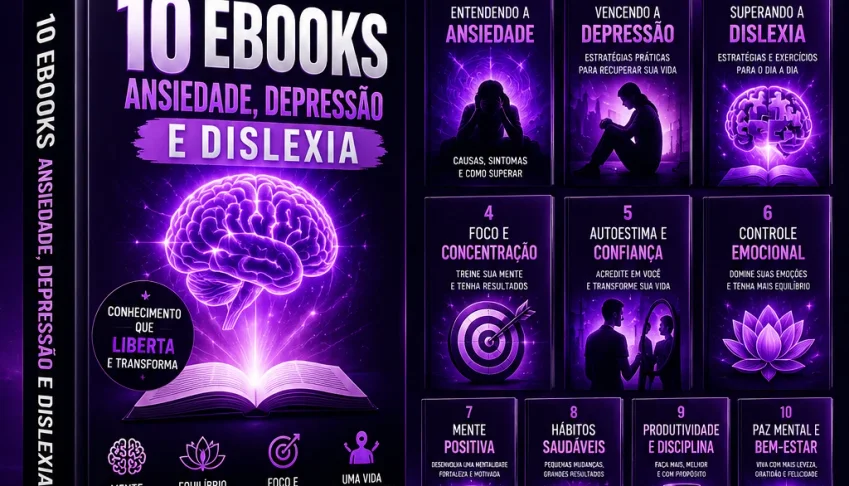 🧠✨ 10 Ebooks: Adeus Ansiedade, Depressão E Dislexia ✨🧠