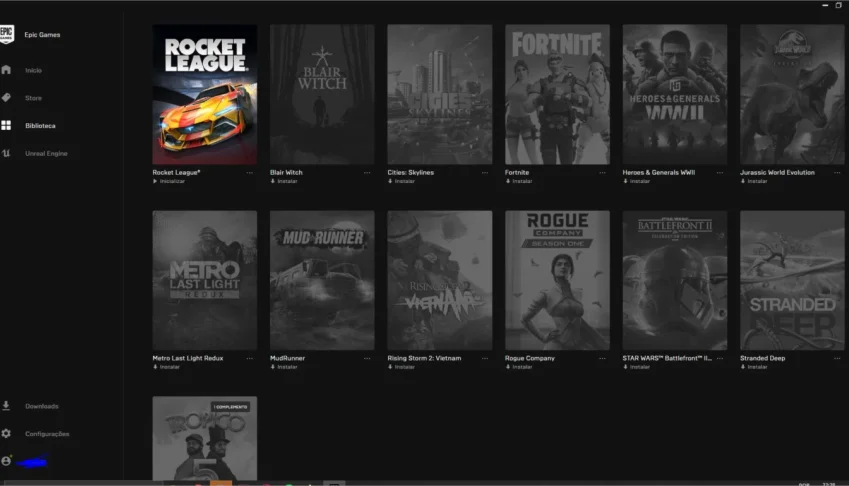 conta epic com alguns games