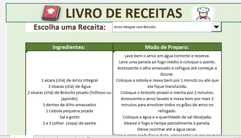 Planilha Livro De Receitas 2024