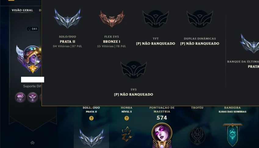 Prata 2 com TODOS os Champs e 151 Skins ( SUP / ADC )