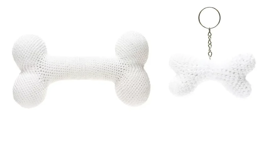 Duo Osso e chaveiro ossinho em amigurumi