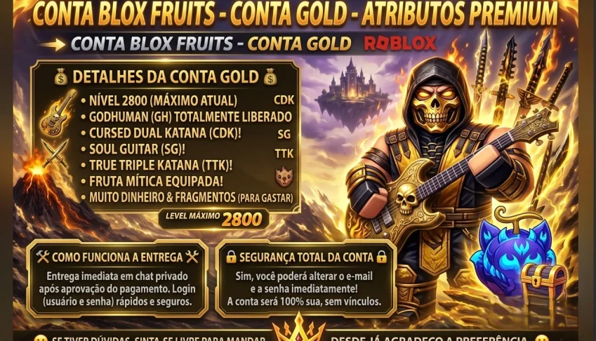 Conta Blox Fruits 2800+Gh+Cdk+Soulguitar+Ttk+Mítica+Puzzlev4
