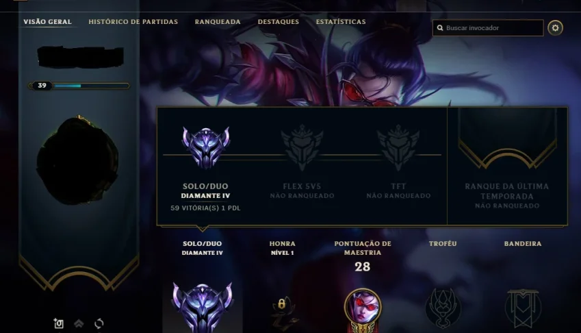 CONTA LEAGUE OF LEGENDS DIAMANTE 4 (33 CHAMPIONS)