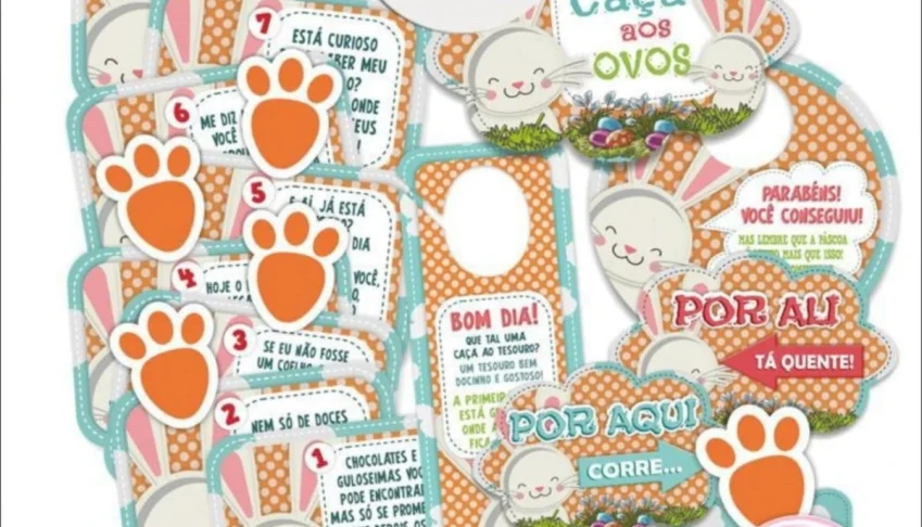 Kit Arquivos de Corte Páscoa Caça aos Ovos pdf + PNG