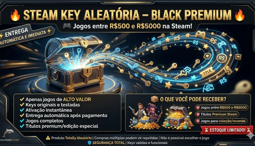 🔥 STEAM KEY BLACK PREMIUM 🔥 🎮 Jogos entre R$500 e R$5000