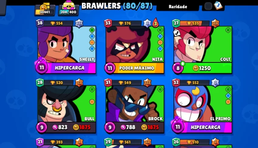 Conta de brawl stars com 33k de trofeus