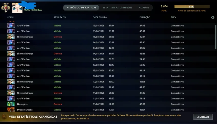 Conta Lenda 5 com arcana