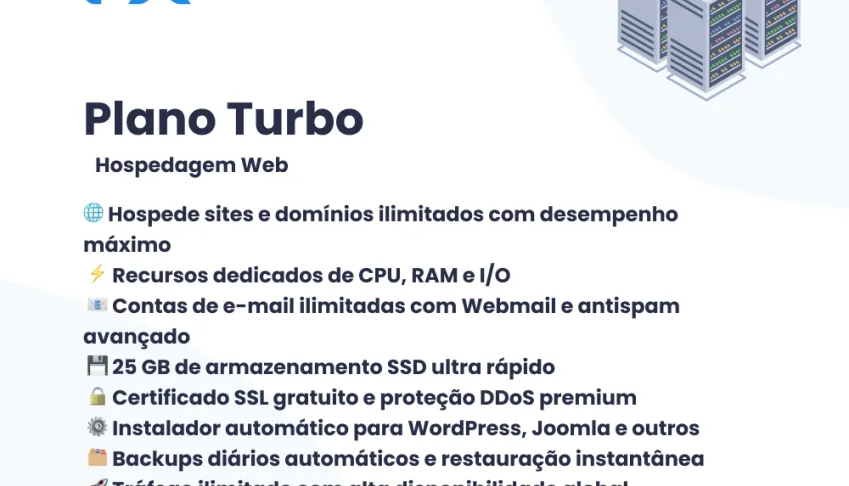 Plano Turbo — Hospedagem de Sites — A partir de R$39/mês