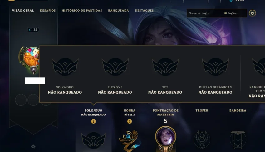 Unranked com 40 Champs e 6 Skins