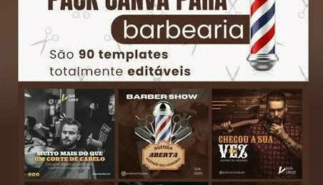 Arte Pack Profissional Barbearia - Canva 100% Editável 2024
