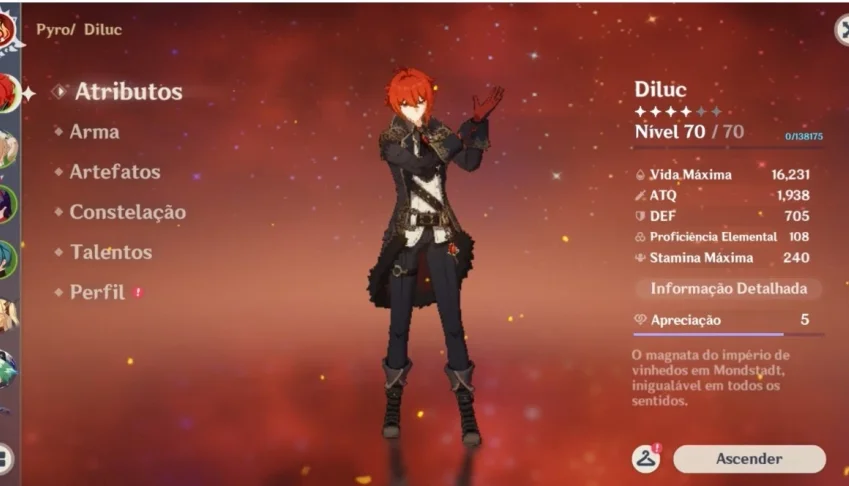 genshin impact rank 38 diluc e outros