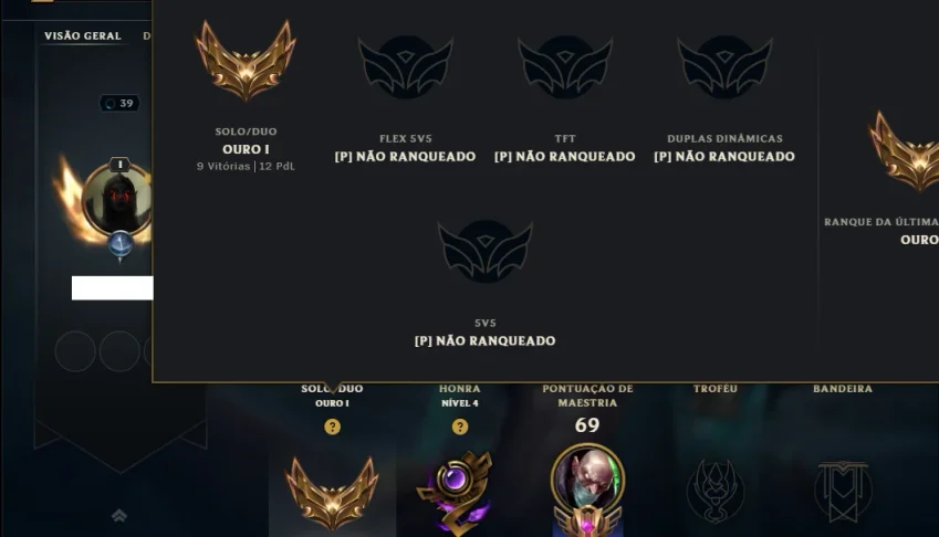 Ouro 1 com 55 Champs e 46 Skins ( MONO ADC )