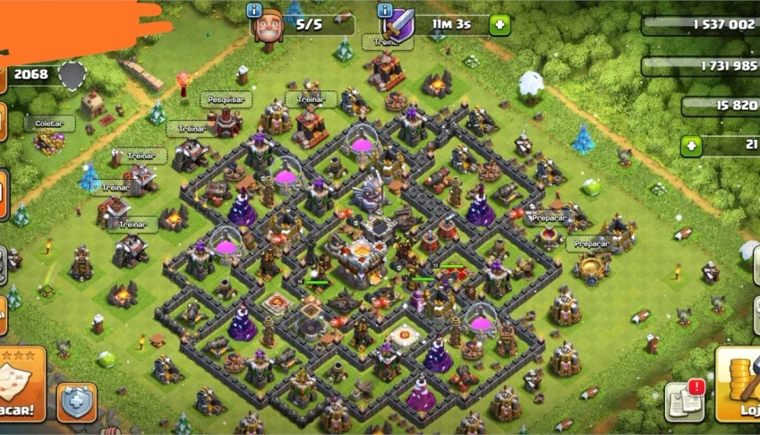 Clash of clans vc 11 porém não muito upado.