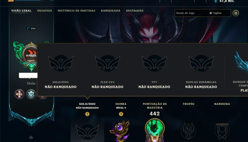 Unranked com TODOS os Champs e 171 Skins +2 Prestigios