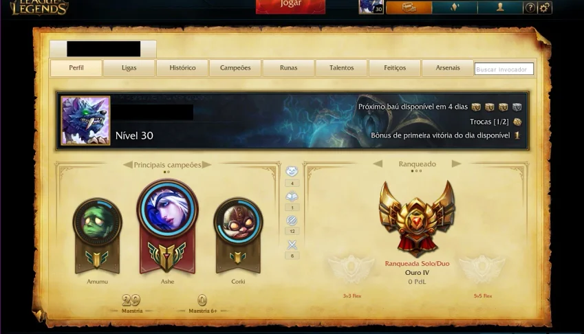 conta lol - ouro 4