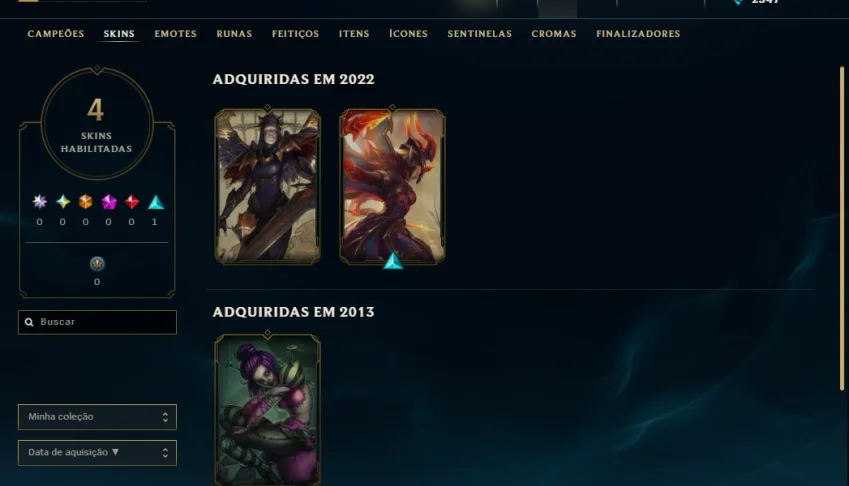 conta lol com todos campeoes e vsarias  skins