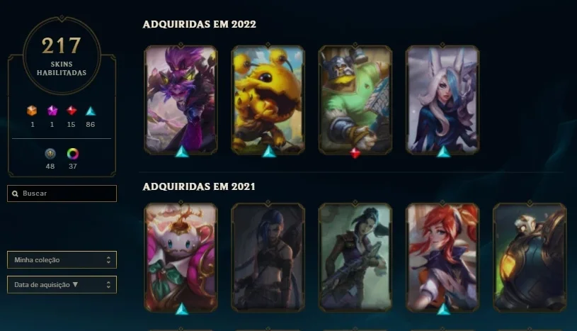 CONTA LOL 217 SKINS E 149 CHAMPIONS + DE R$ 2000 INVESTIDOS