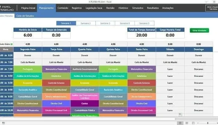 📚 Planilha Turbo para Controle de Estudos 🚀 (Atualizado)