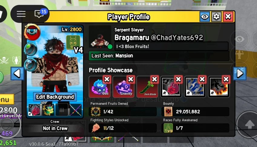 Conta Blox Fruits | Dragon Perman | Lv 2800 | 29M Bounty