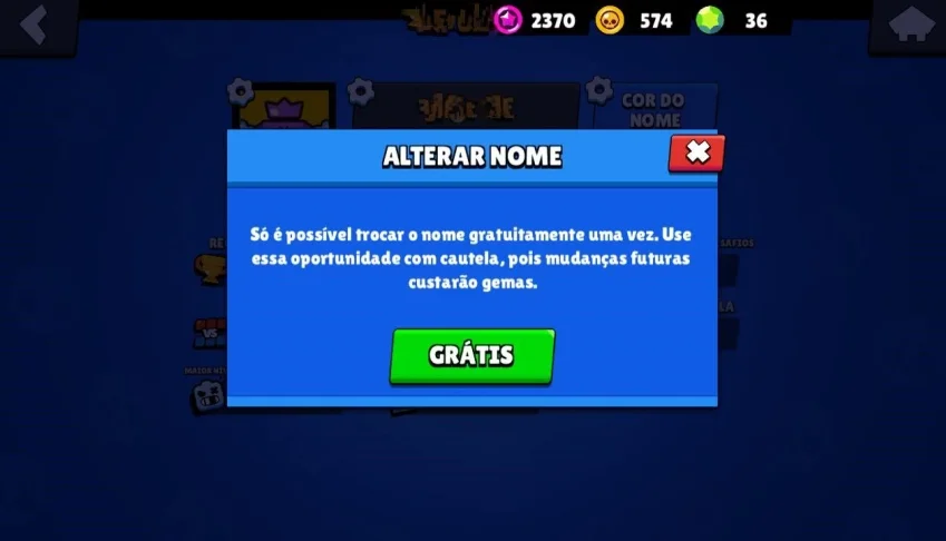 Conta Brawl Stars 16.741 troféus troca nome grátis