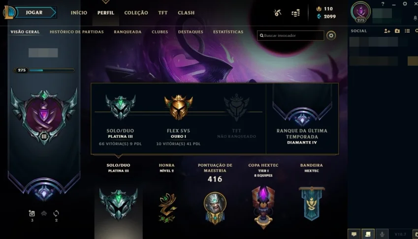 Conta Platina 3, 68 Skins, DJ Sona, Diamante season 8 e 9.