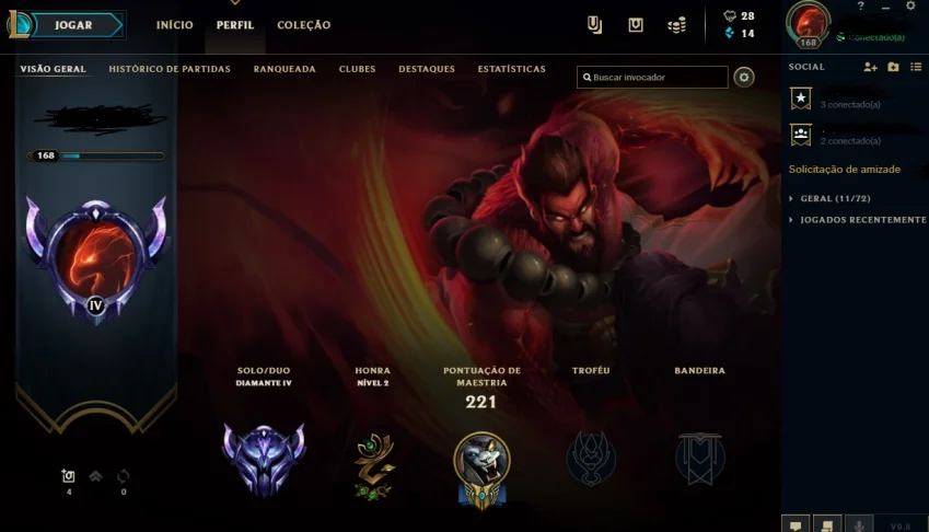 Conta de LOL D4 - S7 - 91 Champions - 115 Skins