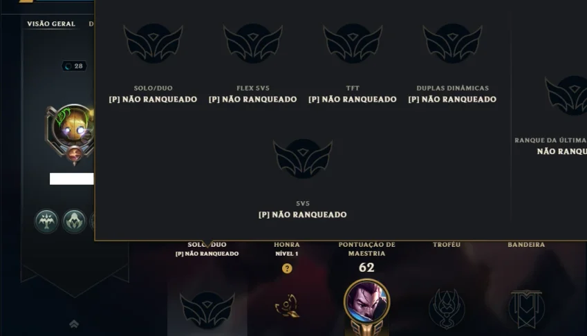 Unranked com 45 Champs e 54 Skins