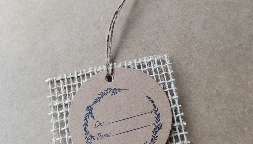 Tag Kraft com Juta - De Para - Pacote com 10