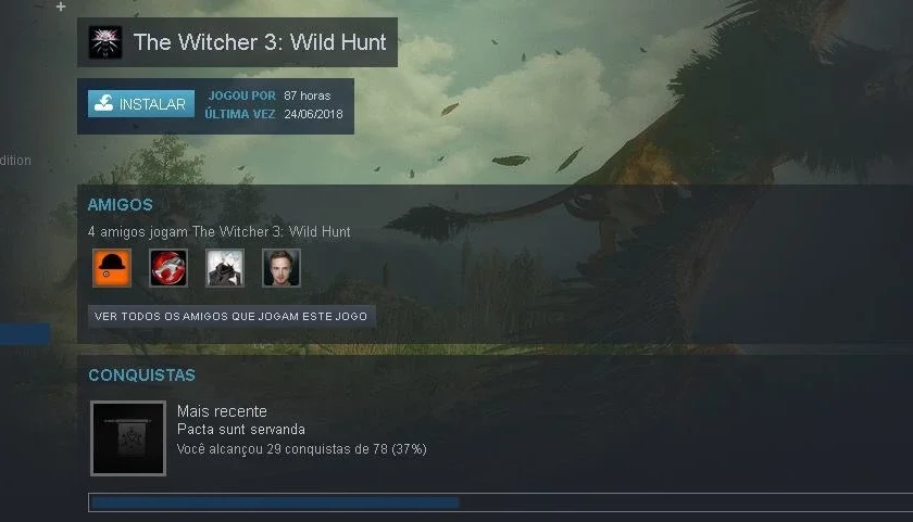 Conta steam com vários jogos ótimos(The Wicher, Skyrim, etc)