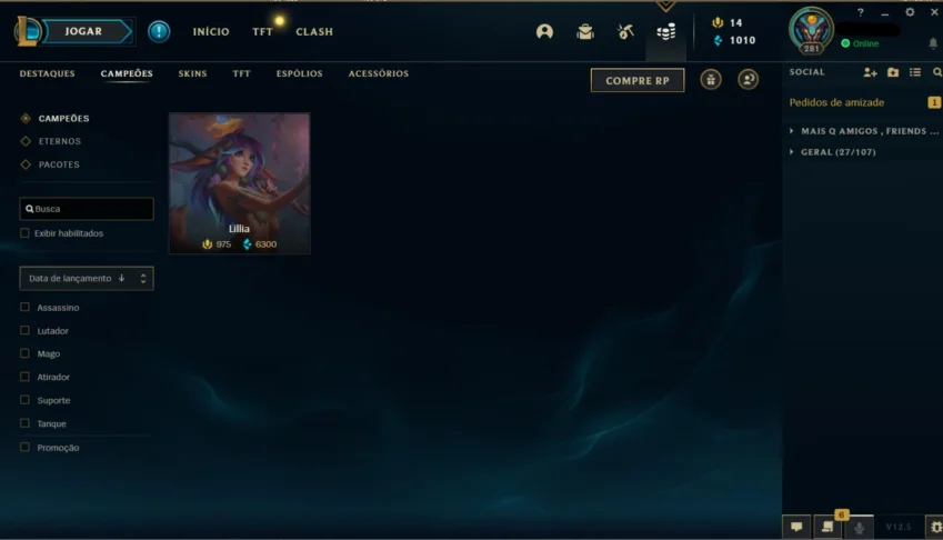 conta league of legends