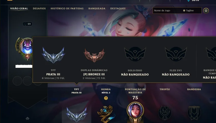 Unranked com 50 Champs e 6 Skins